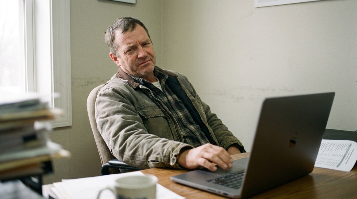 Contractor reviewing a long list of near-identical city landing pages on a laptop